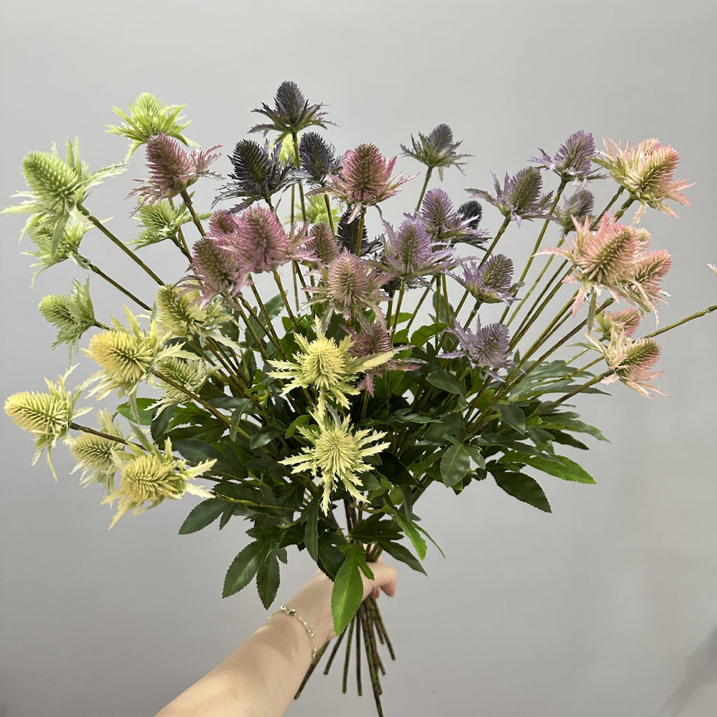 Fleurs Artificielles Buisson d'Eryngium Sauvage, 60 cm, Style Moderne Ins, Décoration Mariage et Maison