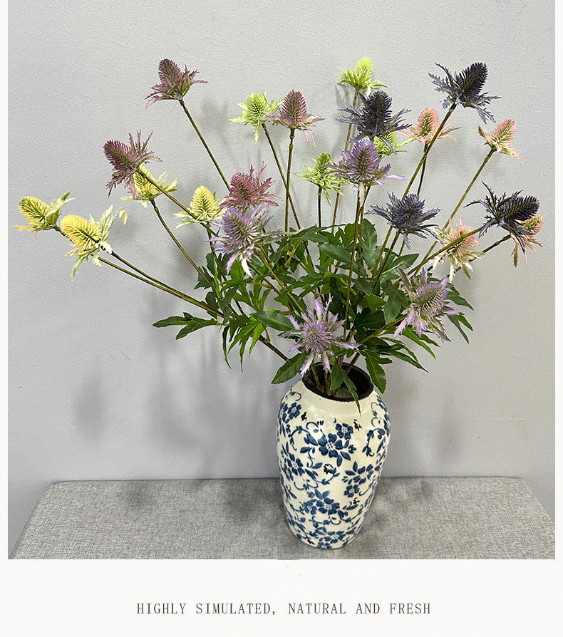 Fleurs Artificielles Buisson d'Eryngium Sauvage, 60 cm, Style Moderne Ins, Décoration Mariage et Maison
