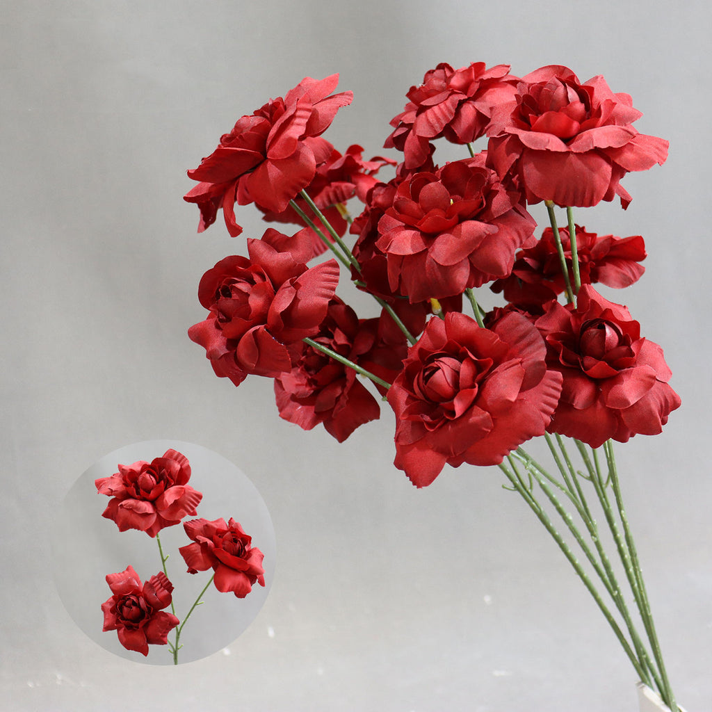 Fleurs artificielles élégantes pour mariage, bouquet de baisers de fée, décoration d'allée, 60 cm, 3 fleurs de 8 cm, sans vase