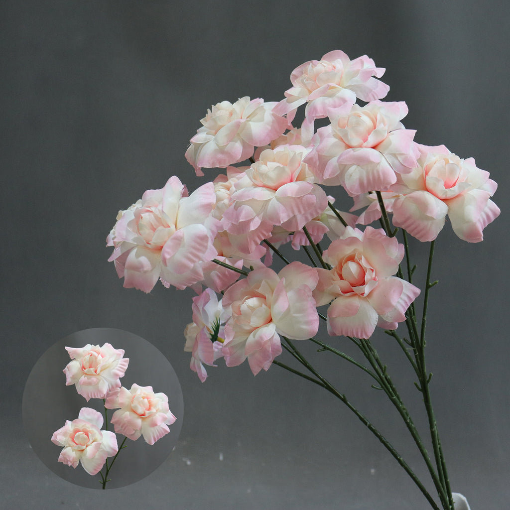 Fleurs artificielles élégantes pour mariage, bouquet de baisers de fée, décoration d'allée, 60 cm, 3 fleurs de 8 cm, sans vase