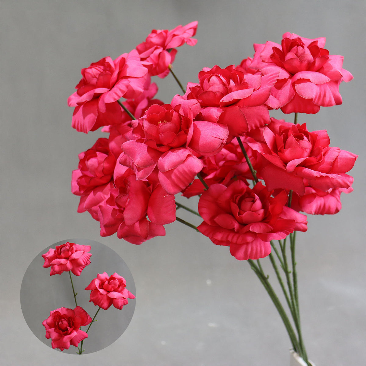 Fleurs artificielles élégantes pour mariage, bouquet de baisers de fée, décoration d'allée, 60 cm, 3 fleurs de 8 cm, sans vase