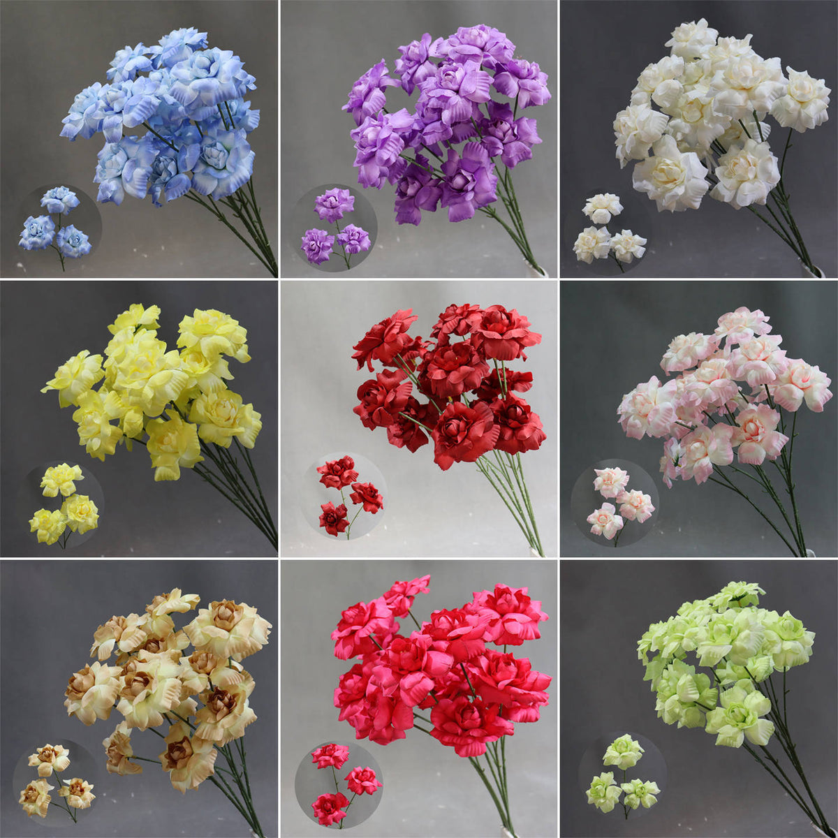 Fleurs artificielles élégantes pour mariage, bouquet de baisers de fée, décoration d'allée, 60 cm, 3 fleurs de 8 cm, sans vase