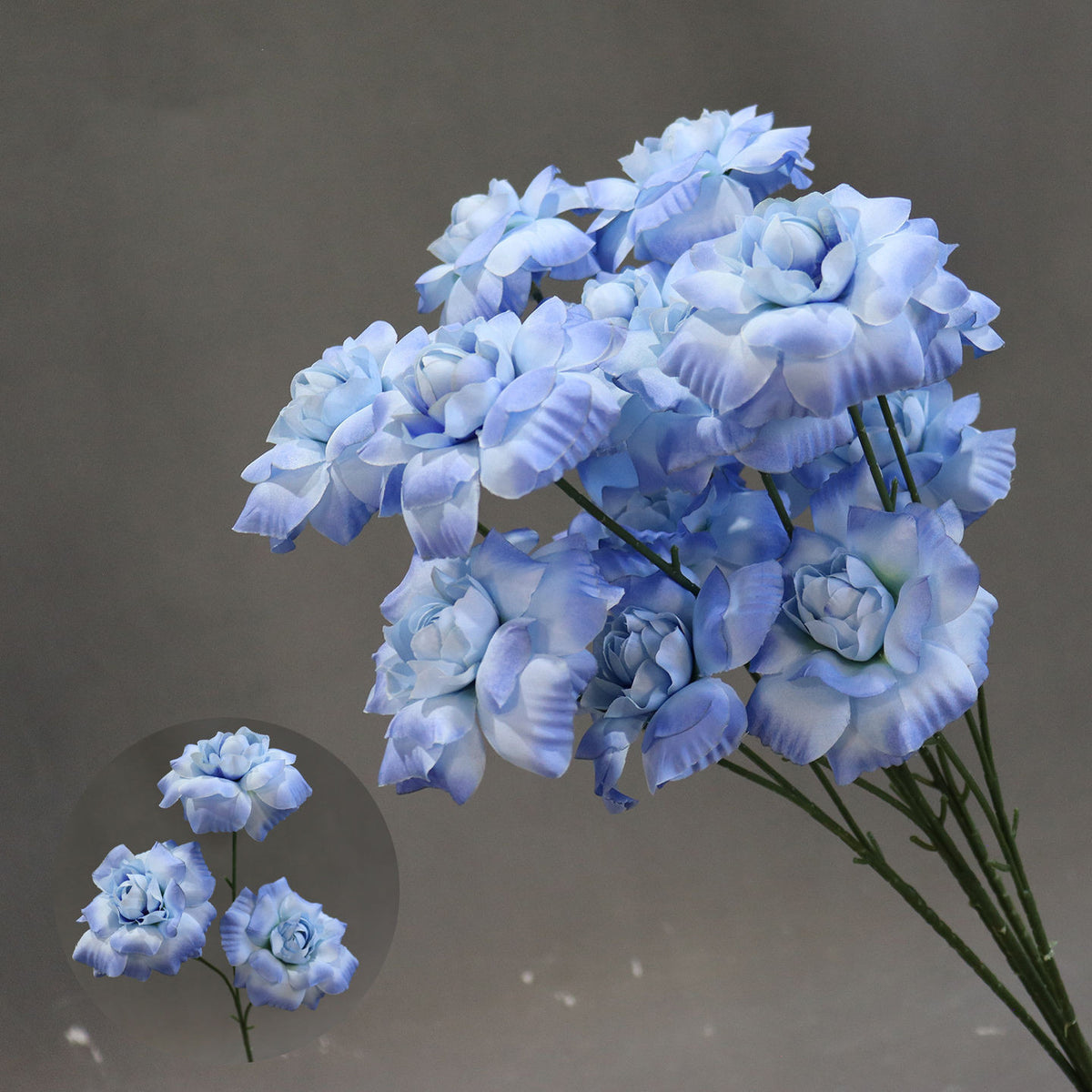 Fleurs artificielles élégantes pour mariage, bouquet de baisers de fée, décoration d'allée, 60 cm, 3 fleurs de 8 cm, sans vase