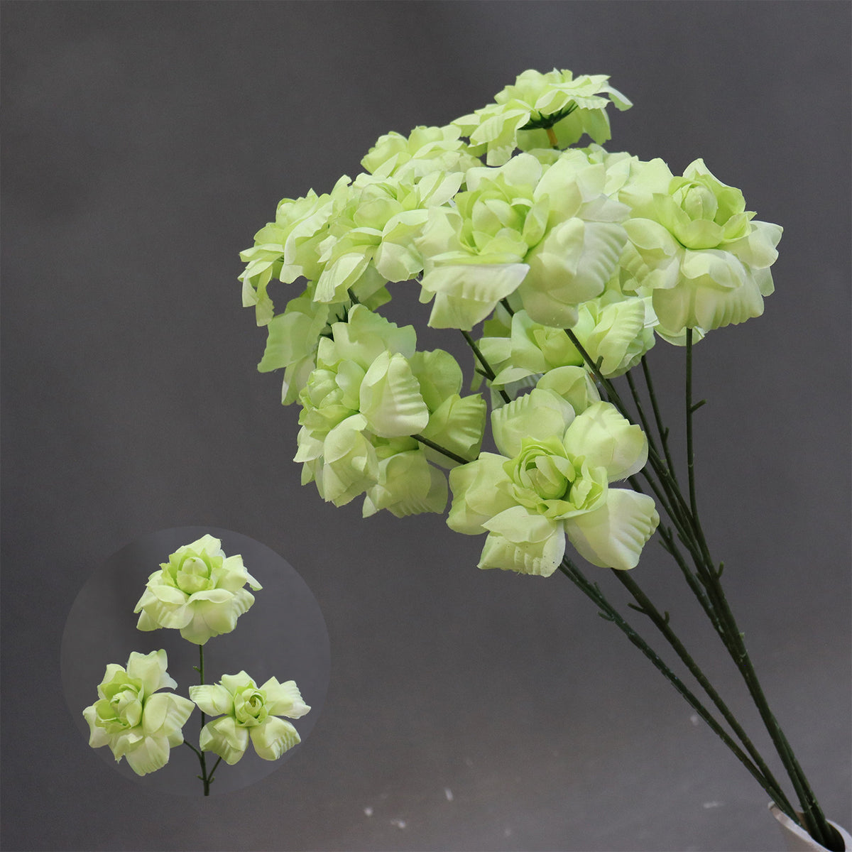 Fleurs artificielles élégantes pour mariage, bouquet de baisers de fée, décoration d'allée, 60 cm, 3 fleurs de 8 cm, sans vase
