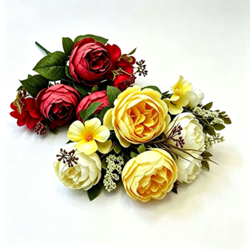 Bouquet de roses pivoines classiques en 6 têtes, décoration élégante pour mariages et espaces commerciaux, 31 cm