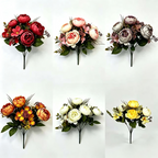 Bouquet de roses pivoines classiques en 6 têtes, décoration élégante pour mariages et espaces commerciaux, 31 cm