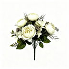 Bouquet de roses pivoines classiques en 6 têtes, décoration élégante pour mariages et espaces commerciaux, 31 cm