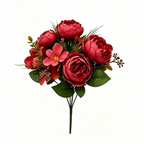 Bouquet de roses pivoines classiques en 6 têtes, décoration élégante pour mariages et espaces commerciaux, 31 cm