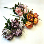 Bouquet de roses pivoines classiques en 6 têtes, décoration élégante pour mariages et espaces commerciaux, 31 cm