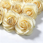 Fleurs artificielles roses avec paillettes dorées, pack de 25 têtes de fleurs, 5,5 cm de diamètre, pour décoration de table, mariage, vitrine, DIY