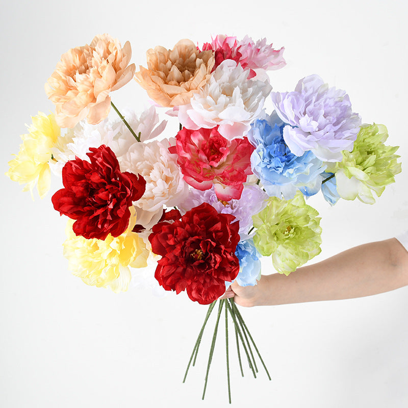 Fleurs artificielles pivoines 3 têtes - Décoration élégante 66 cm pour mariage, salon, hôtel, terrasse, cadeau