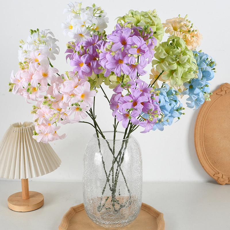 Fleurs artificielles d'hortensia sauvage, 70 cm, 3 têtes, idéal pour mariages et décorations intérieures, en soie
