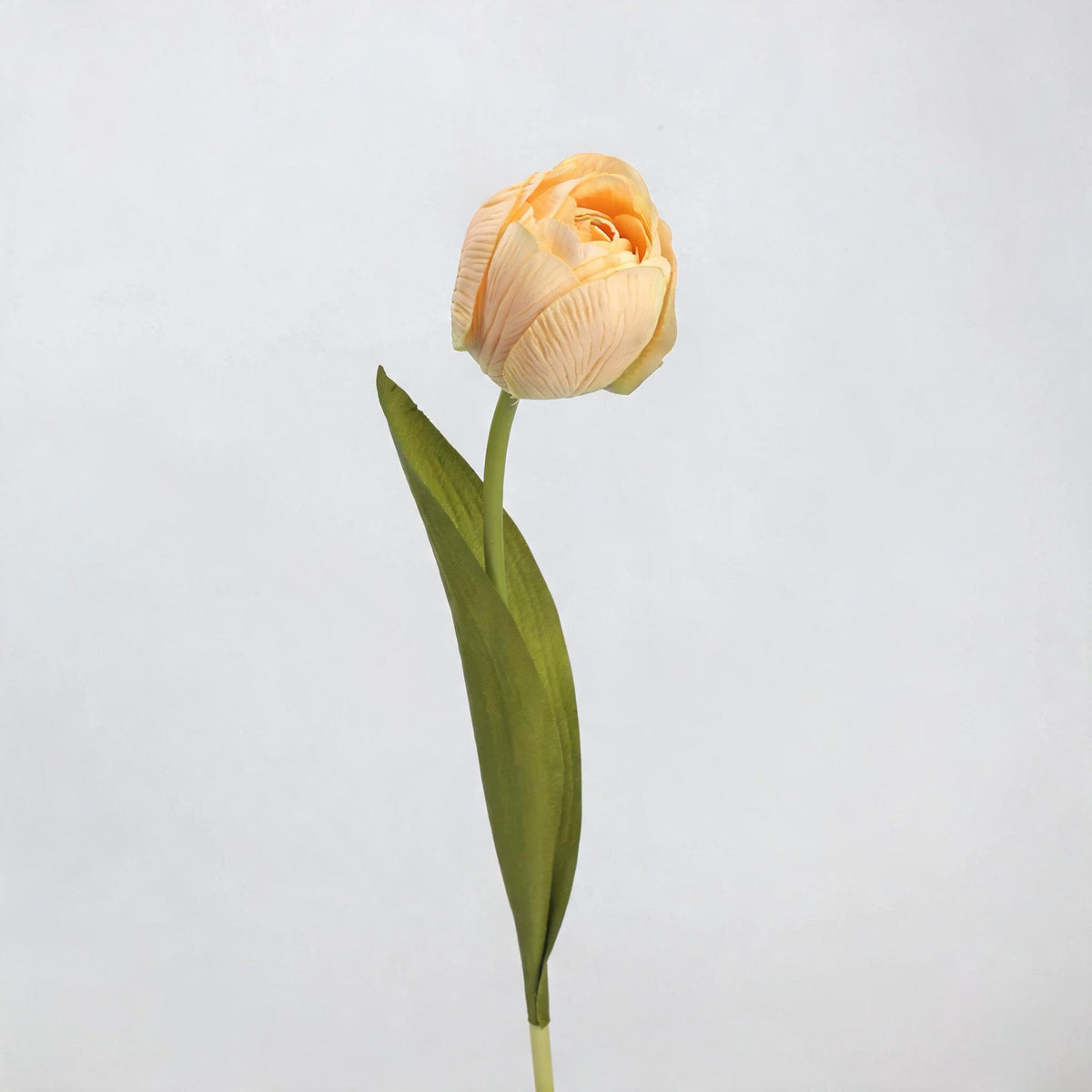 Tulipe artificielle haut de gamme, tige unique 46 cm, toucher latex réaliste, 6 coloris élégants (blanc, vert, rose pâle, champagne, orange, brun), décoration intérieure extérieure, mariage, boutique, cimetière