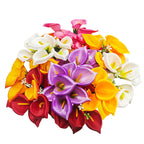 Bouquet de mini callas en soie artificielle, 31 cm - 7 fleurs pour mariage, décoration maison ou cadeau élégant