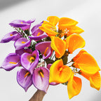 Bouquet de mini callas en soie artificielle, 31 cm - 7 fleurs pour mariage, décoration maison ou cadeau élégant
