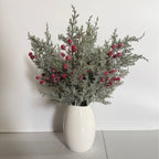 Branche de pin artificiel avec baies rouges 50 cm - Décoration intemporelle pour Noël, mariage, terrasse, cimetière - Ambiance champêtre provençale