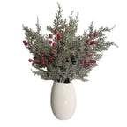 Branche de pin artificiel avec baies rouges 50 cm - Décoration intemporelle pour Noël, mariage, terrasse, cimetière - Ambiance champêtre provençale