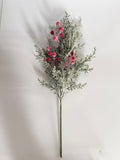 Branche de pin artificiel avec baies rouges 50 cm - Décoration intemporelle pour Noël, mariage, terrasse, cimetière - Ambiance champêtre provençale
