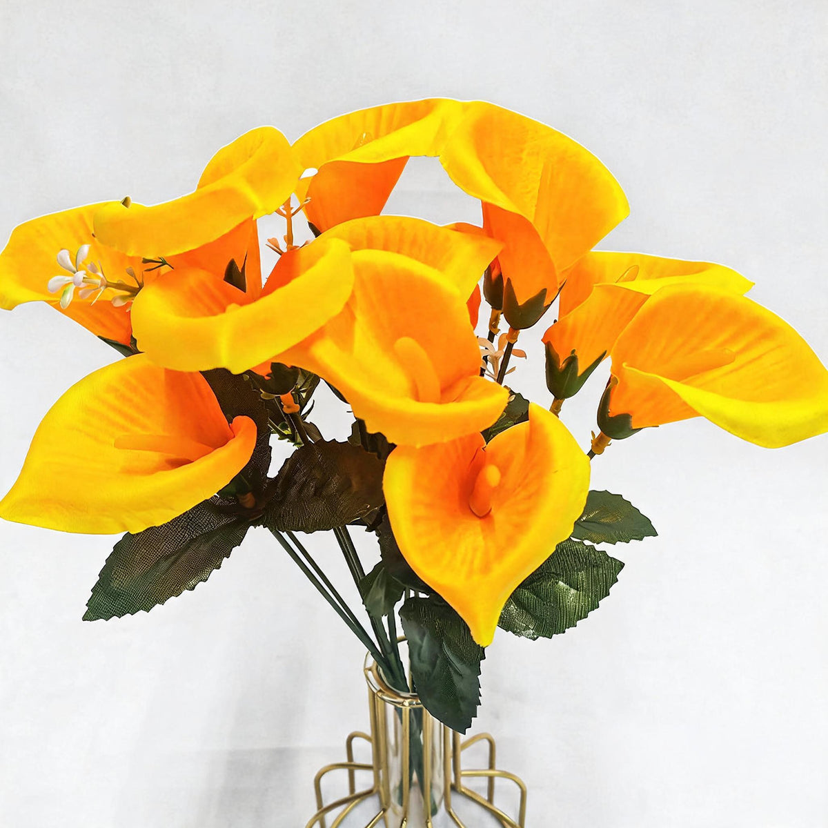 Mini bouquet de callas artificiels en soie, 31 cm, 7 fleurs, décoration de mariage, événement ou intérieur, style provençal