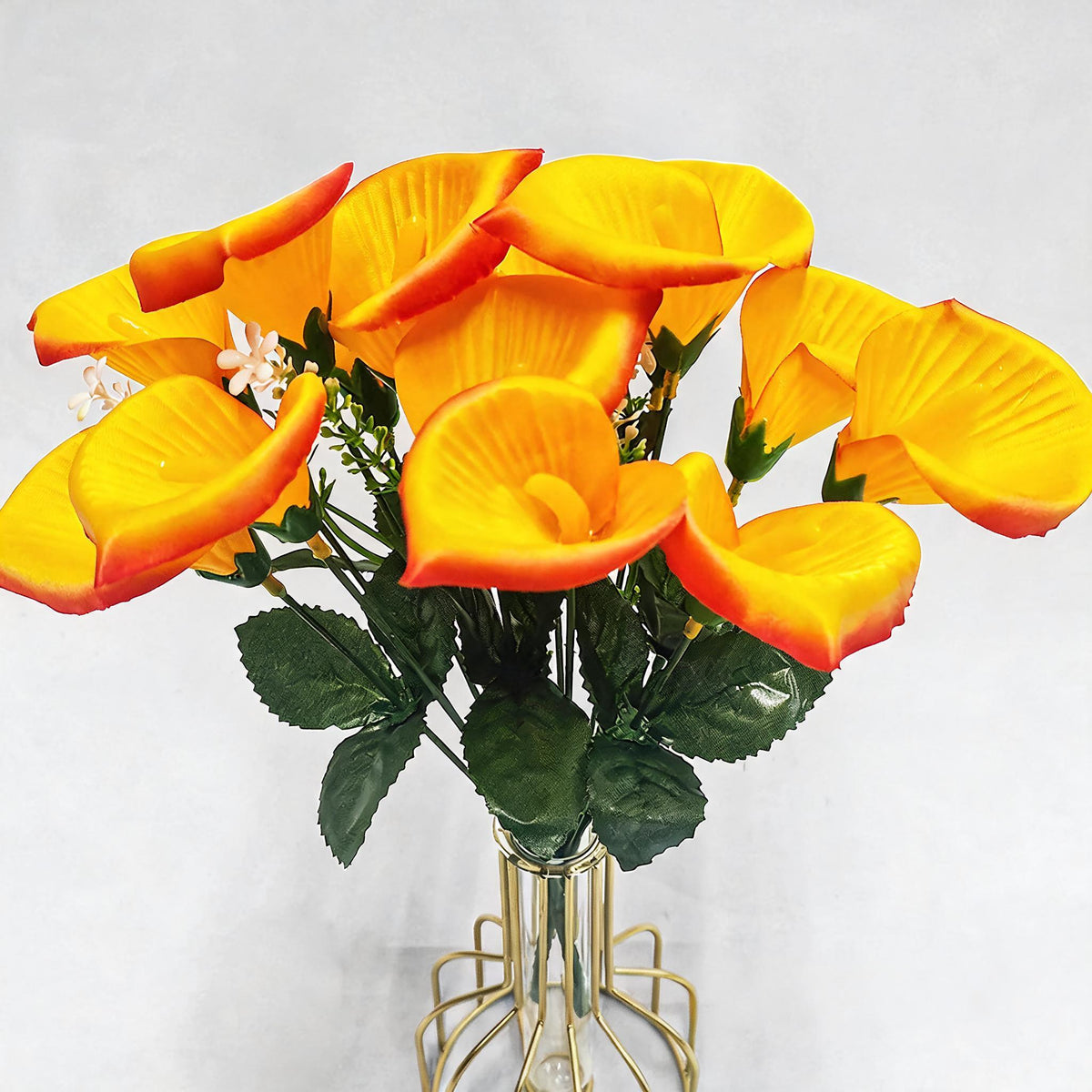 Mini bouquet de callas artificiels en soie, 31 cm, 7 fleurs, décoration de mariage, événement ou intérieur, style provençal