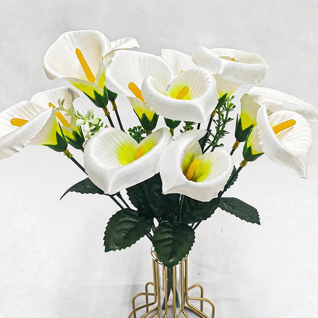 Bouquet de mini callas en soie artificielle, 31 cm - 7 fleurs pour mariage, décoration maison ou cadeau élégant