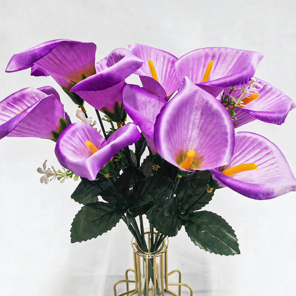 Mini bouquet de callas artificiels en soie, 31 cm, 7 fleurs, décoration de mariage, événement ou intérieur, style provençal