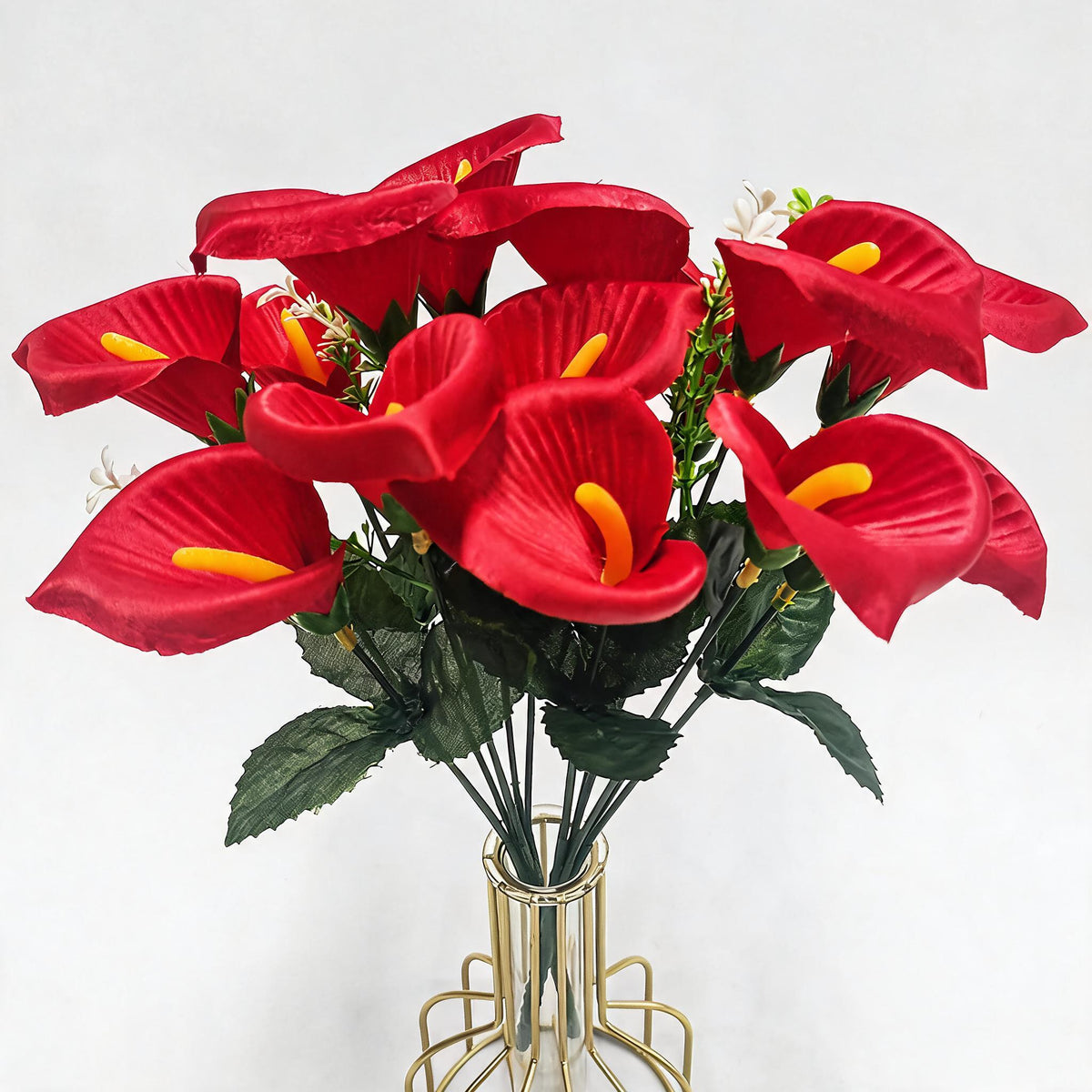 Mini bouquet de callas artificiels en soie, 31 cm, 7 fleurs, décoration de mariage, événement ou intérieur, style provençal