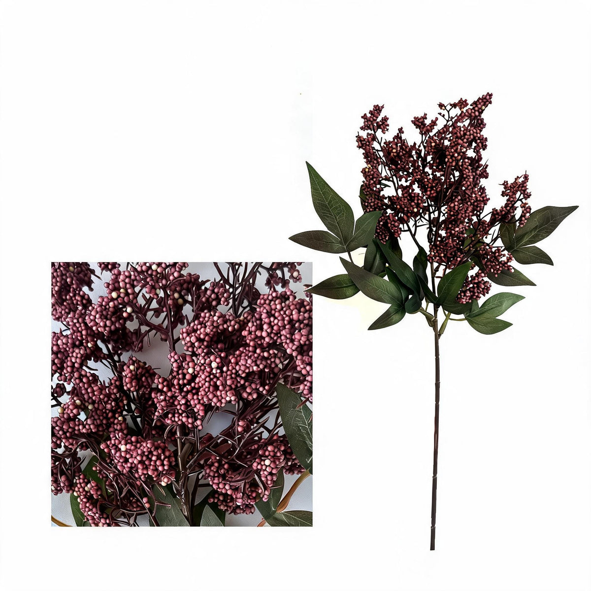 Fleurs artificielles Nandina Domestica, décoration élégante, baies rouges réalistes, 40 cm, pour mariage, terrasse ou commémoration