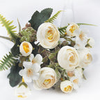 Bouquet de roses thé en soie artificielle, 31 cm, décoration florale pour mariage et intérieur, ambiance élégante et romantique