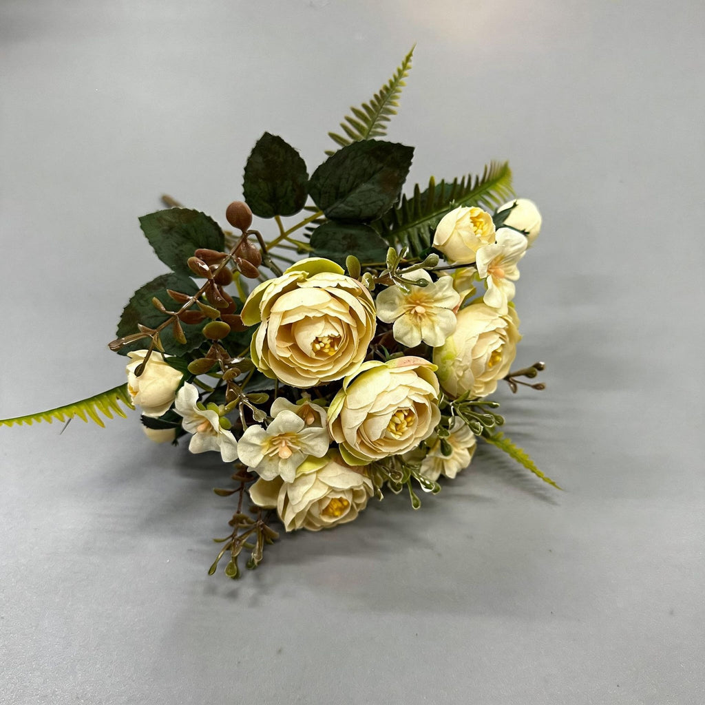 Bouquet de roses thé en soie artificielle, 31 cm, décoration florale pour mariage et intérieur, ambiance élégante et romantique