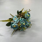 Bouquet de roses thé en soie artificielle, 31 cm, décoration florale pour mariage et intérieur, ambiance élégante et romantique