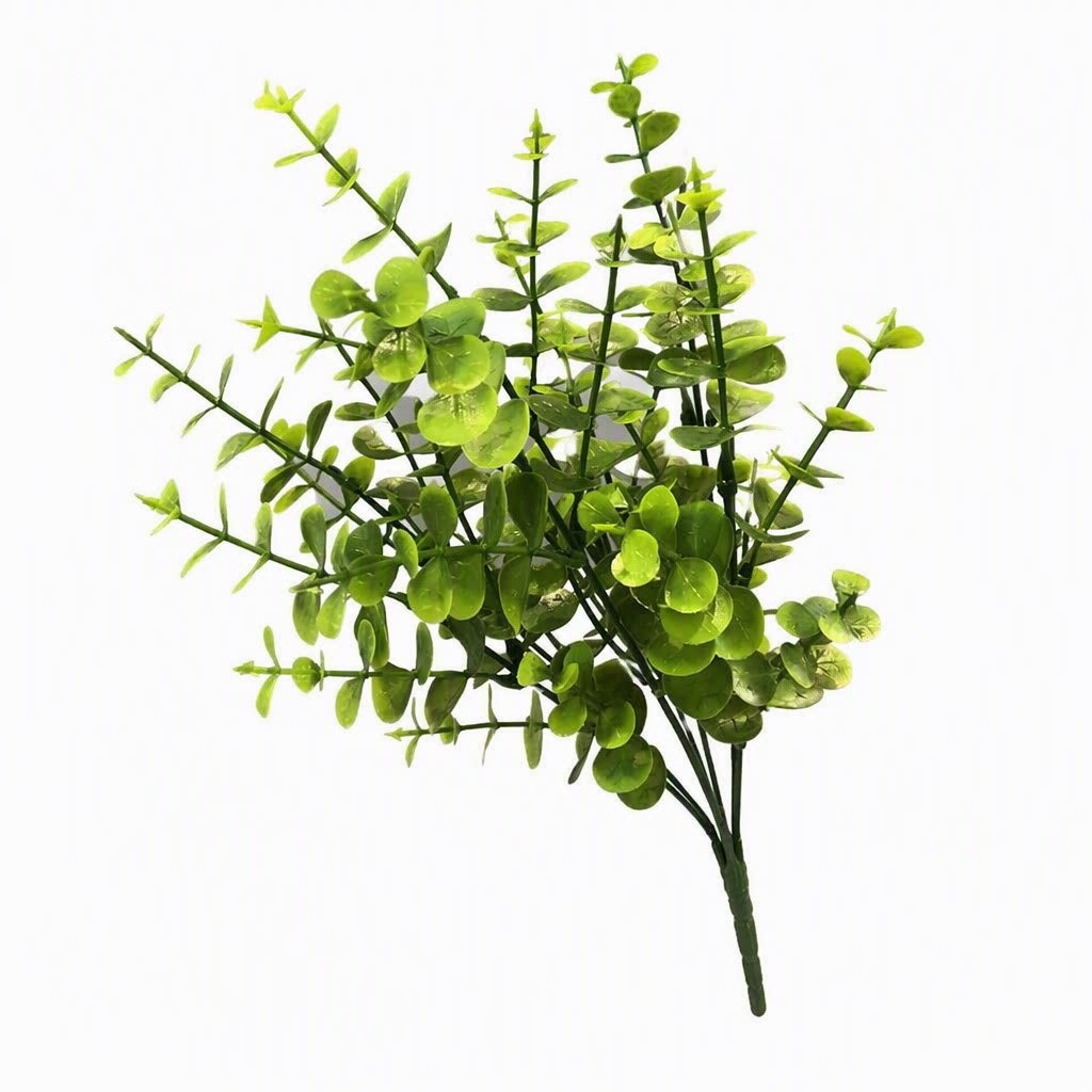 Plante Artificielle Eucalyptus 7 Branches, Décor Élégant pour Maison, Bureau, Mariage, 30 cm, PE/PVC, Sans Pot