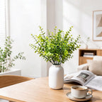 Plante Artificielle Eucalyptus 7 Branches, Décor Élégant pour Maison, Bureau, Mariage, 30 cm, PE/PVC, Sans Pot