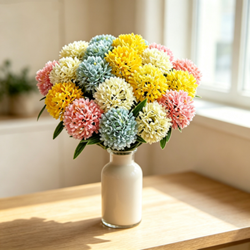 Fleurs artificielles de pissenlit et petite hortensia, 26 cm, 10 tiges, décoration intérieure, mariage, maison
