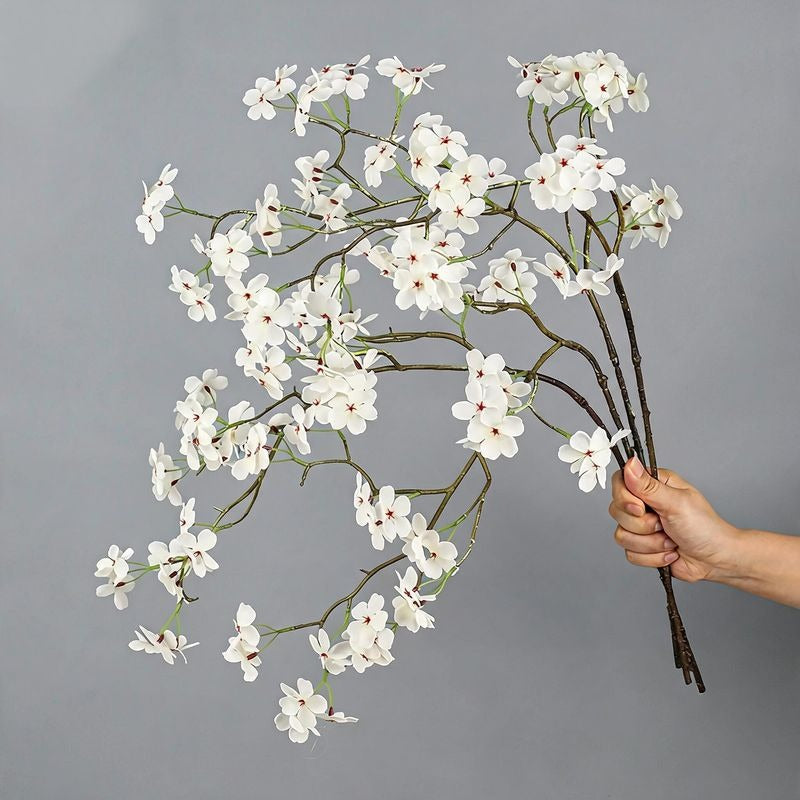 Branche artificielle de poirier en soie 76 cm - Décoration florale réaliste pour mariage, intérieur, terrasse, commerce - Rose ou blanc