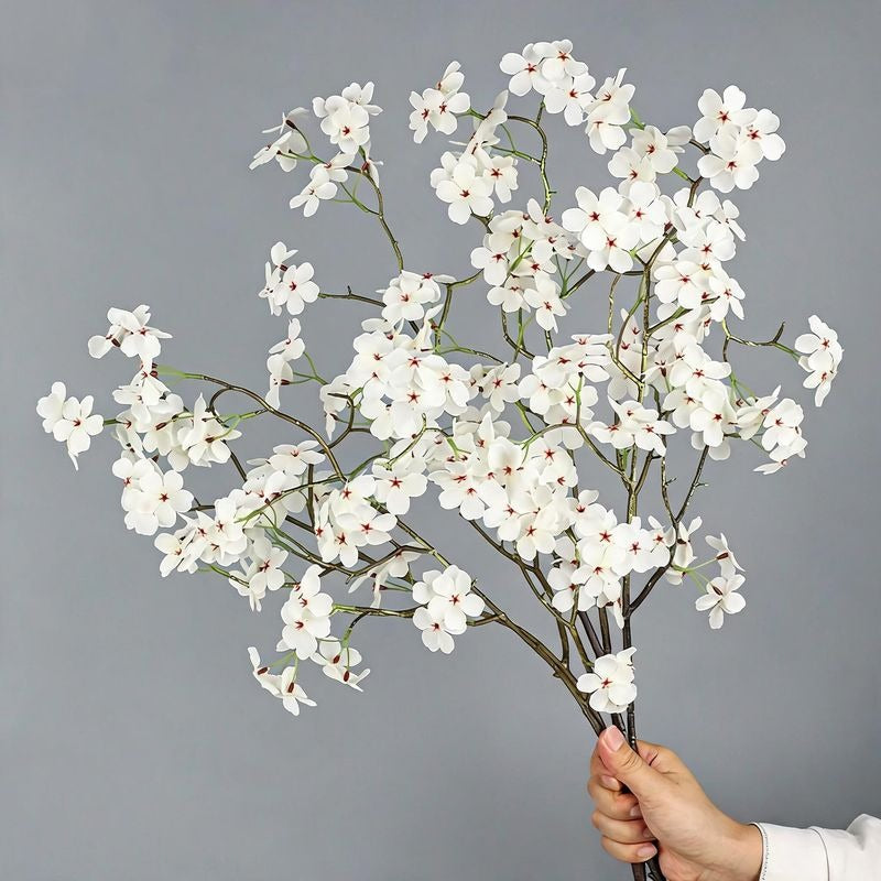 Branche artificielle de poirier en soie 76 cm - Décoration florale réaliste pour mariage, intérieur, terrasse, commerce - Rose ou blanc
