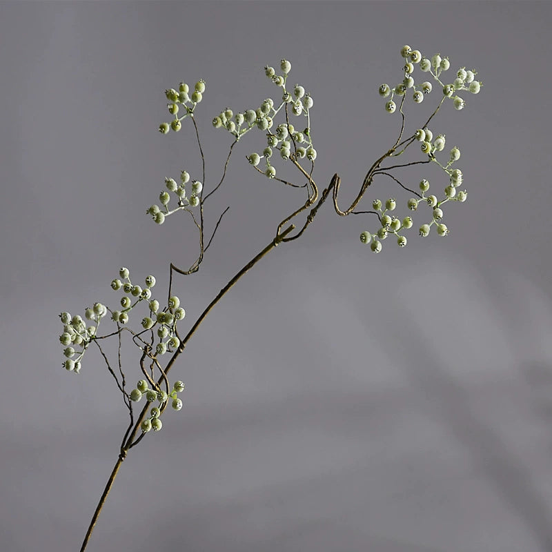 Tige unique de baies artificielles en plastique, 80 cm, style blanc et vert, décoration élégante pour mariage, intérieur et extérieur