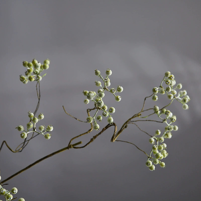 Tige unique de baies artificielles en plastique, 80 cm, style blanc et vert, décoration élégante pour mariage, intérieur et extérieur