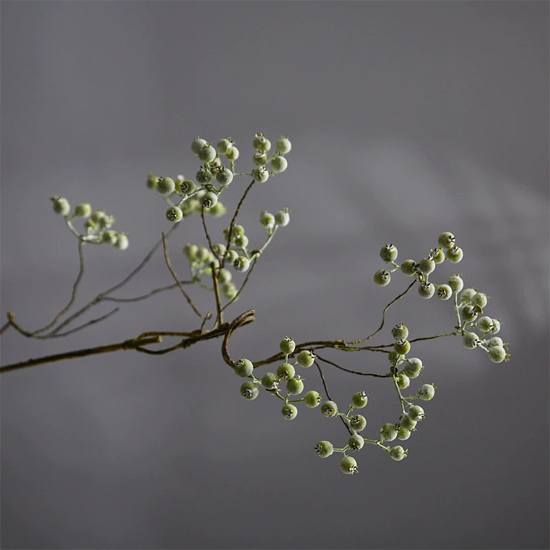 Tige unique de baies artificielles en plastique, 80 cm, style blanc et vert, décoration élégante pour mariage, intérieur et extérieur