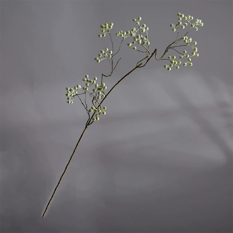 Tige unique de baies artificielles en plastique, 80 cm, style blanc et vert, décoration élégante pour mariage, intérieur et extérieur