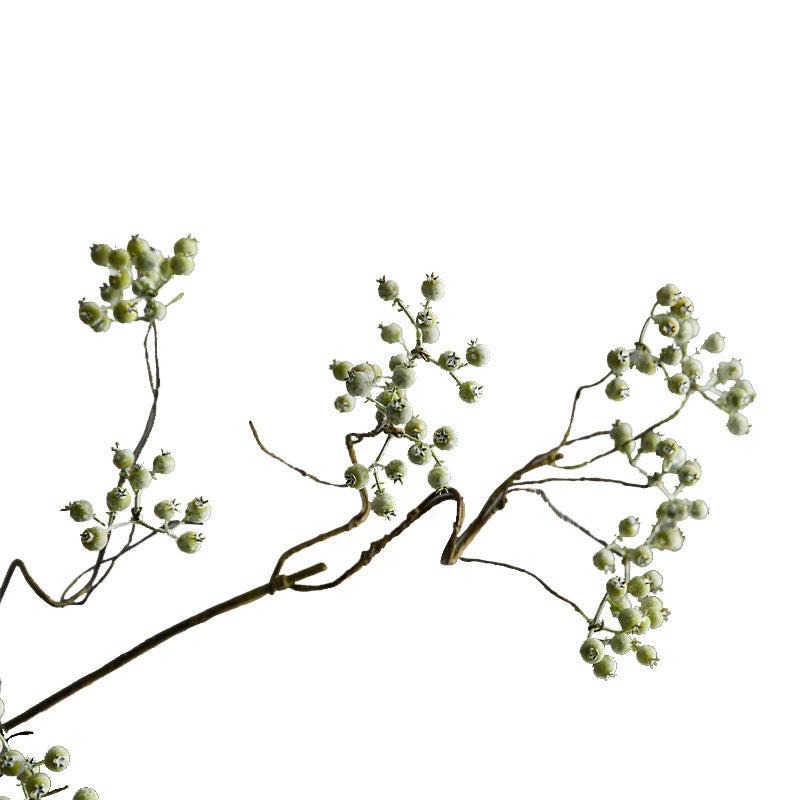 Tige unique de baies artificielles en plastique, 80 cm, style blanc et vert, décoration élégante pour mariage, intérieur et extérieur