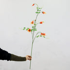 Fleurs artificielles Clématite à clochettes, 105 cm, tige unique avec 8 fleurs, idéales pour mariages, décoration intérieure et espaces commerciaux, disponibles en orange, violet, jaune et rose
