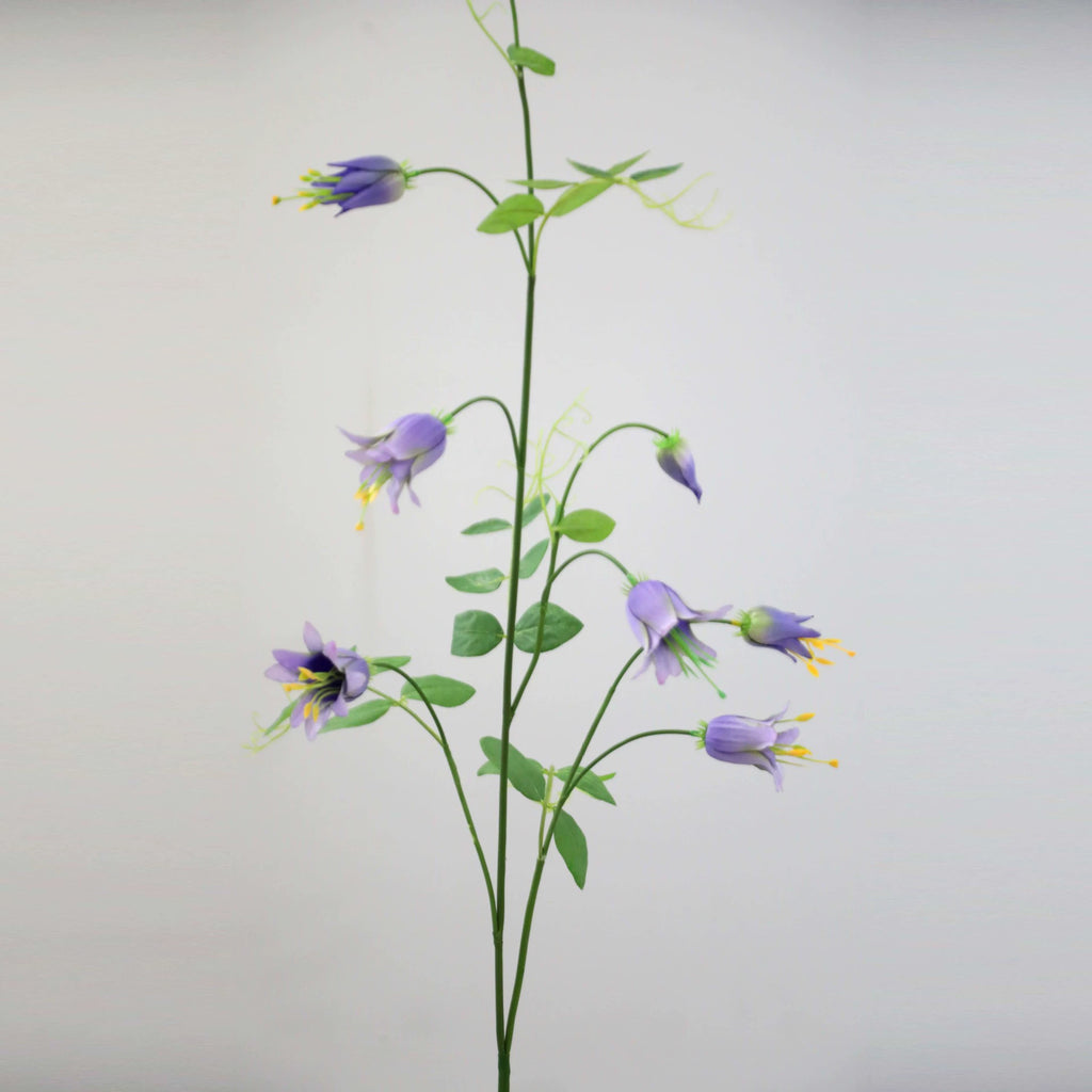 Fleurs artificielles Clématite à clochettes, 105 cm, tige unique avec 8 fleurs, idéales pour mariages, décoration intérieure et espaces commerciaux, disponibles en orange, violet, jaune et rose