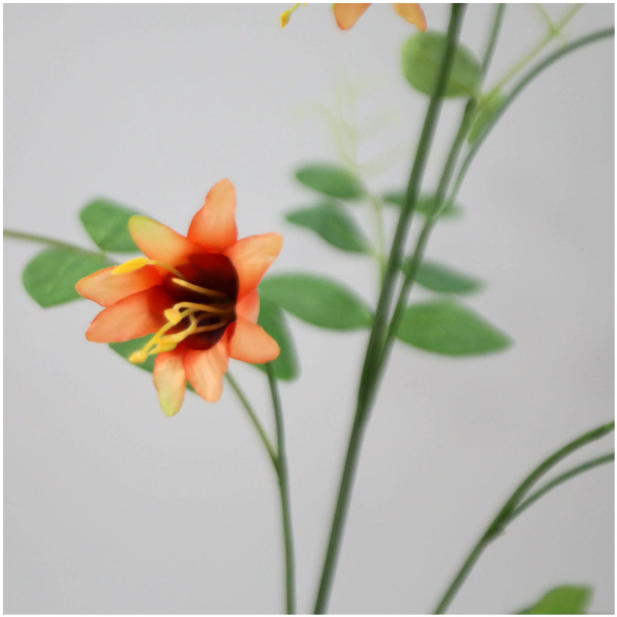 Fleurs artificielles Clématite à clochettes, 105 cm, tige unique avec 8 fleurs, idéales pour mariages, décoration intérieure et espaces commerciaux, disponibles en orange, violet, jaune et rose