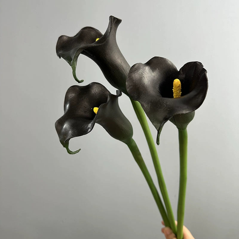 Fleur artificielle Calla en PU, tige unique 68 cm, décoration élégante pour mariage, maison ou boutique, couleur blanc/noir/vert clair/orange