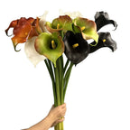 Fleur artificielle Calla en PU, tige unique 68 cm, décoration élégante pour mariage, maison ou boutique, couleur blanc/noir/vert clair/orange
