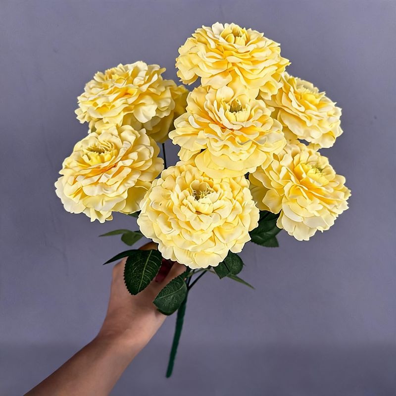 Bouquet de 9 chrysanthèmes dragon en soie artificielle, 40 cm, décoration maison et vitrine, style provençal