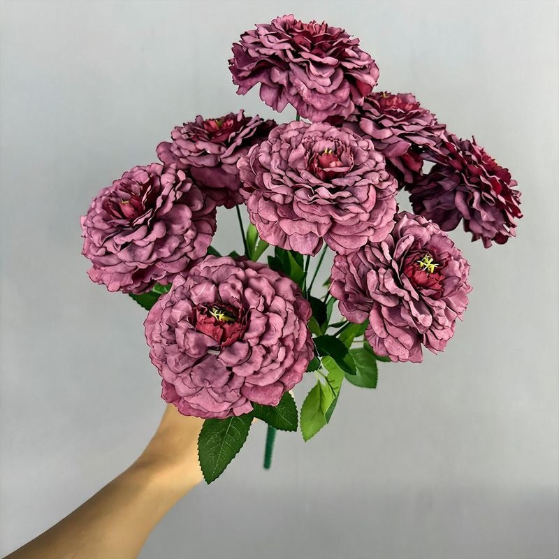 Bouquet de 9 chrysanthèmes dragon en soie artificielle, 40 cm, décoration maison et vitrine, style provençal
