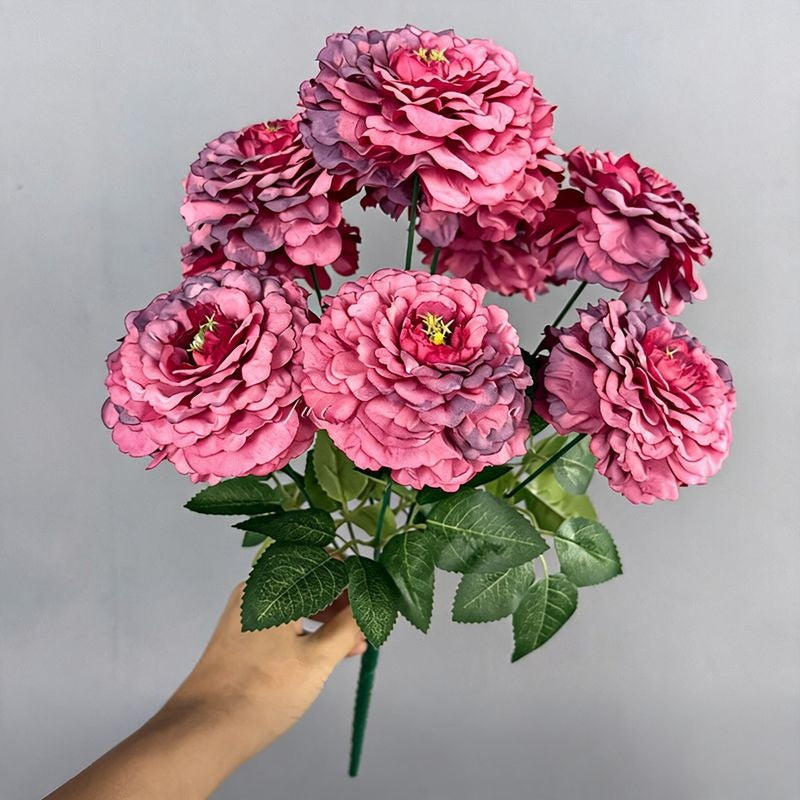Bouquet de 9 chrysanthèmes dragon en soie artificielle, 40 cm, décoration maison et vitrine, style provençal