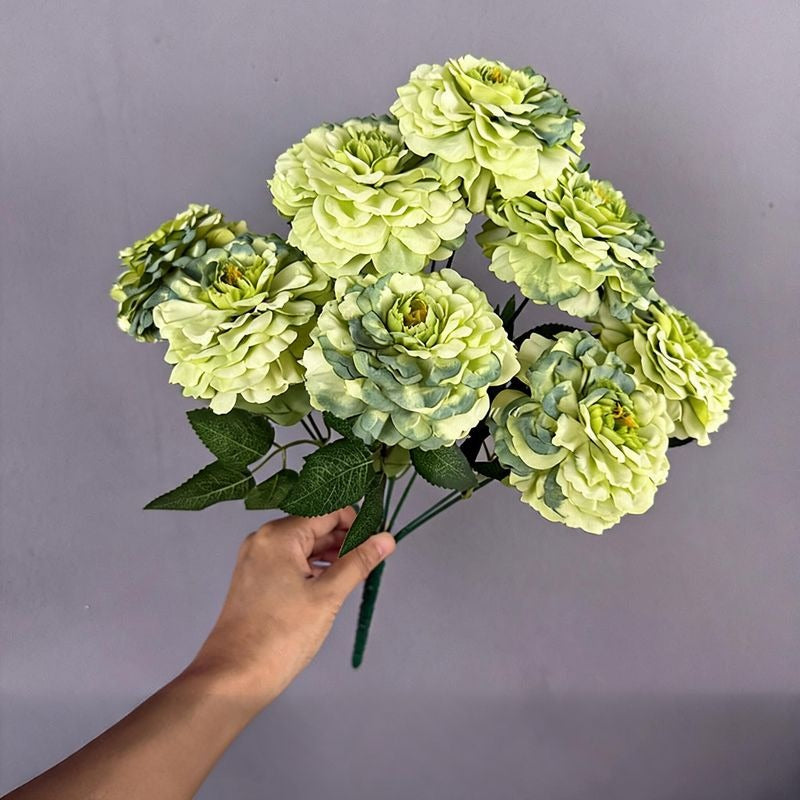 Bouquet de 9 chrysanthèmes dragon en soie artificielle, 40 cm, décoration maison et vitrine, style provençal
